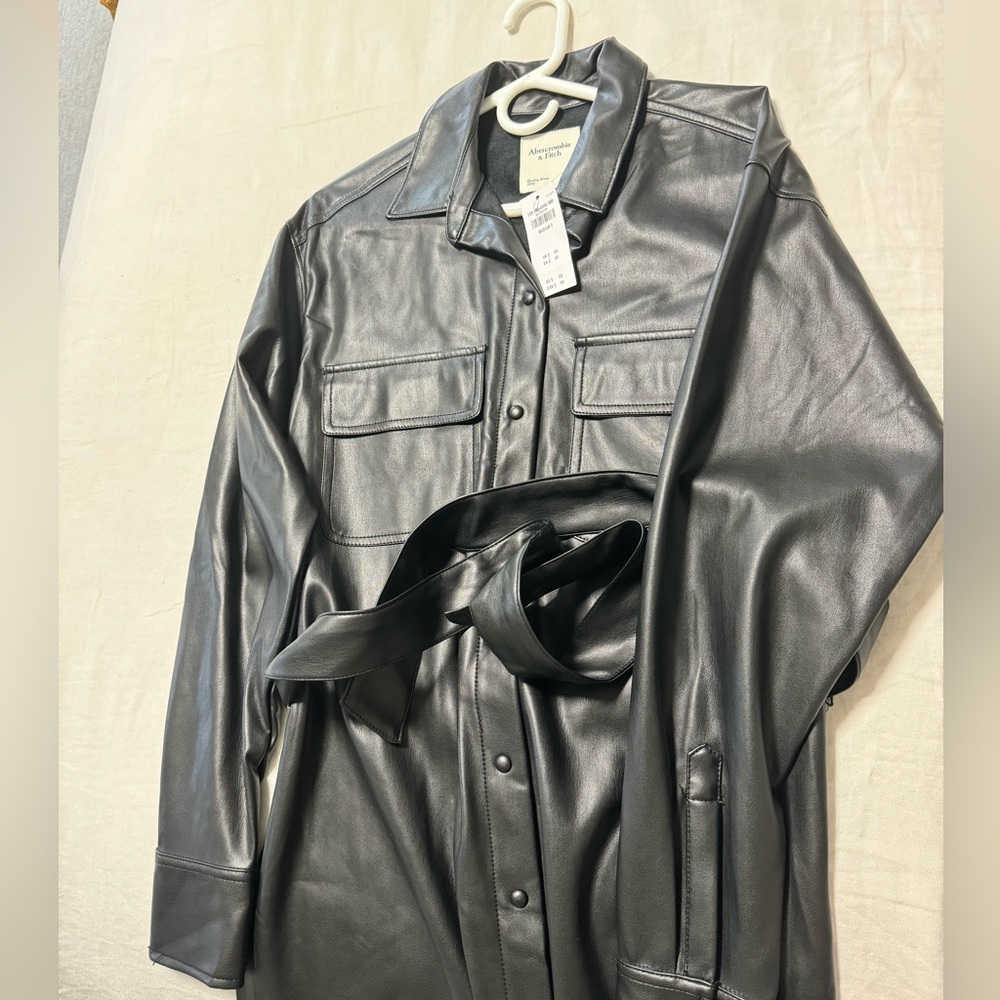 Black leather Abercrombie dress, never worn, size M